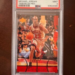 1998 Upper Deck MJx Timepieces Michael Jordan Red #91 /2300 PSA 9 Chicago Bulls